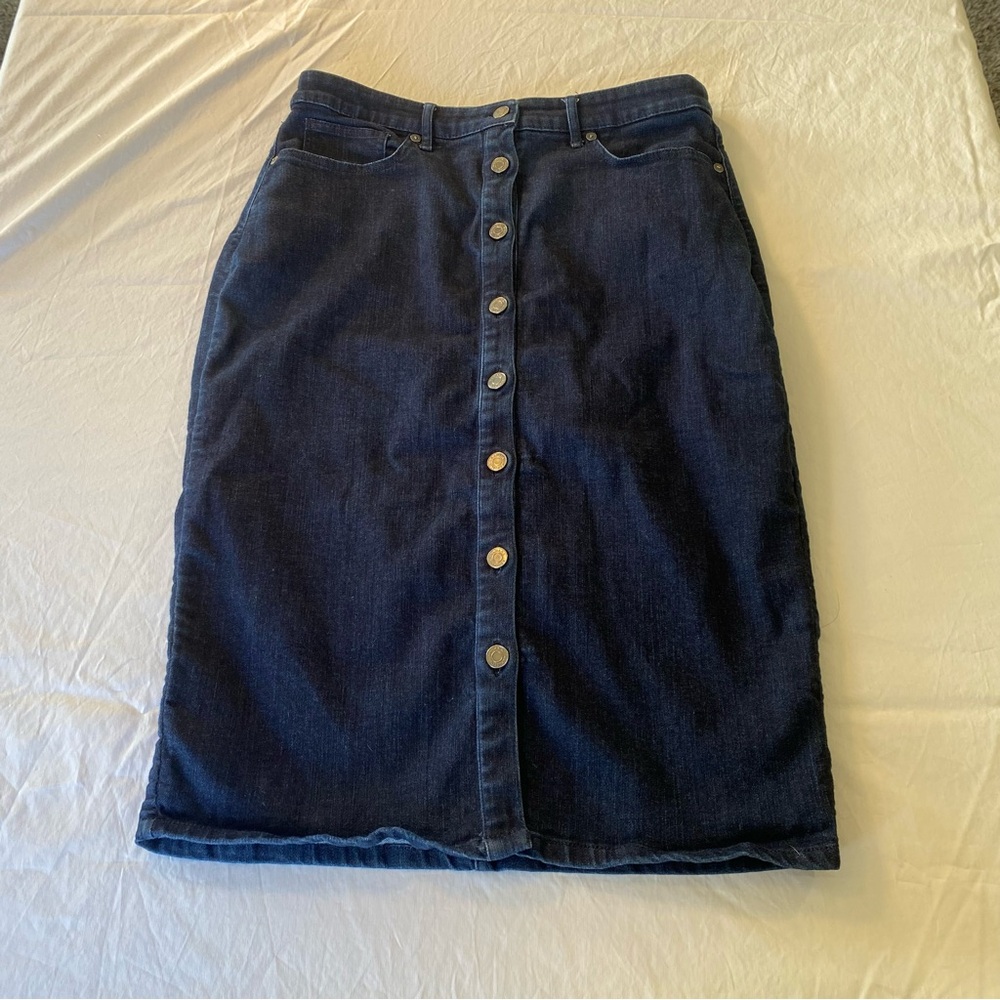 Banana Republic Dark Blue Button-Front Pencil Skirt Size 4